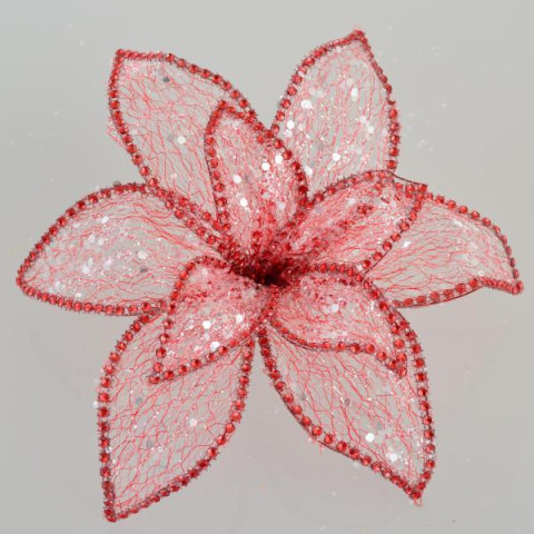 Цветок пуансеттии Yes! Fun “Северное сияние” полупрозрачный красный, 24*24см (750298)