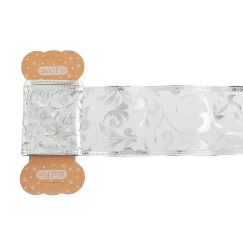 Стрічка Yes! Fun декоративна 6 см * 2 м, срібна, з візерунком, напівпрозора (750316) арт: 750316-tp