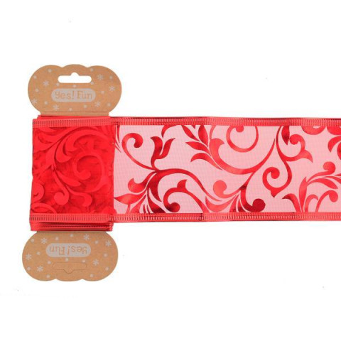 Лента Yes! Fun декоративная 6 см * 2 м, алая, с узором, полупрозрачная (750318)