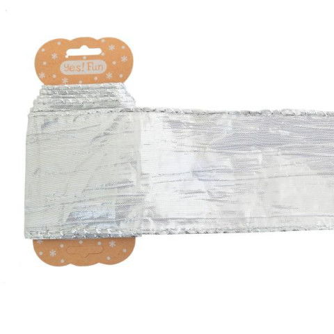 Лента Yes! Fun декоративная 6 см * 2 м, серебряная, крэш (750325)
