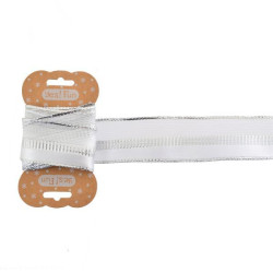 Лента Yes! Fun декоративная 3 см * 2 м, белая с серебром (750328)