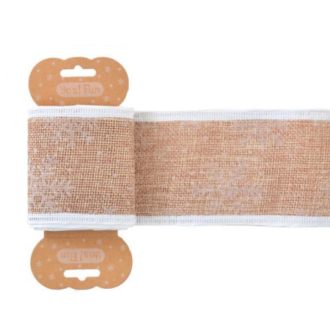 Стрічка декоративна 6 см * 2 м з білою сніжинкою (750315) арт: 750315-tp