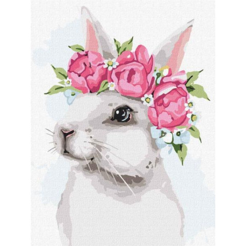 Картина по номерам Животные. Белый зайчик, 30х40см, в термопакете, Идейка (КНО4257-mt)