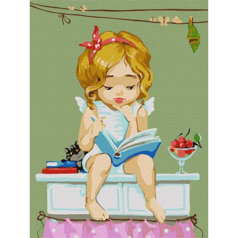 Картина за номерами Ангели. Улюблена книга, 30х40см, в термопакеті, Идейка (КНО2396-mt)