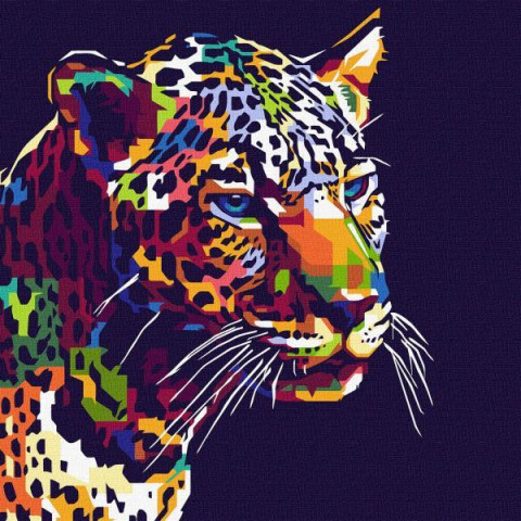 Картина за номерами Тварини. Ягуар поп-арт, 40х40см, в термопакеті, Идейка (КНО4293-mt)