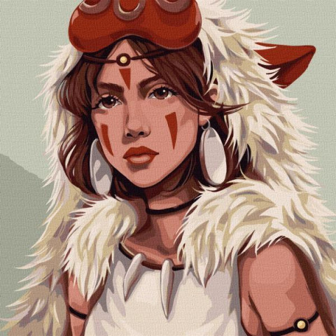 Картина за номерами Люди. Принцеса Мононоке, 40х40см, в термопакеті, Идейка (КНО4892)