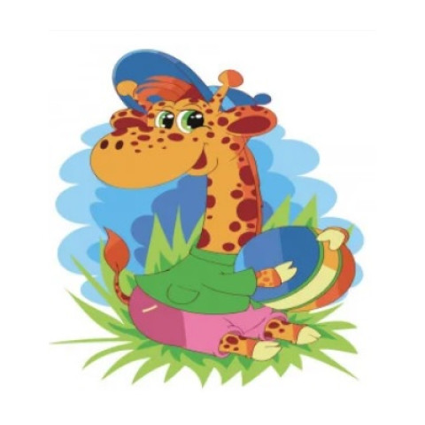 Картина за номерами Тварини.  Жираф у кепочці, 30х30см, , з лаком, в термопакеті, Strateg (ES059-mt)