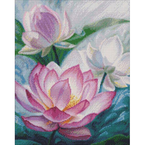 Алмазна мозаїка  Квіти. Світло на ставку, 40х50см, полотно на підрамнику, Идейка (AMO7282-mt)