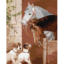 Картина по номерам Животные. Встреча в конюшне, 40х50см, в термопакете, Идейка (КНО4361-mt)