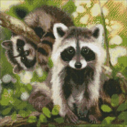 Алмазная мозаика  Животные. Полосатые друзья, 40х40см, холст на подрамнике, Идейка (AMO7367-mt)