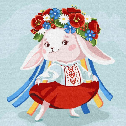 Картина за номерами Патріотична. Зайка - україночка, , 30х30см, в термопакеті, Идейка (КНО2401-mt)