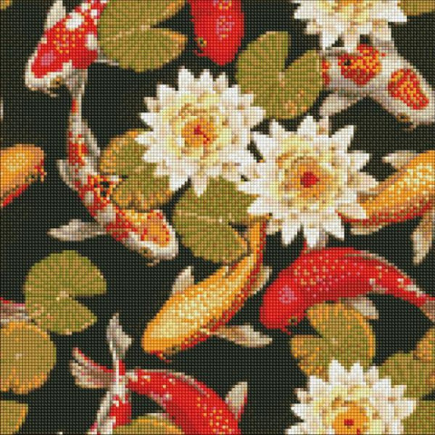 Алмазна мозаїка  Риби. Райдужні карпи, 40х40см, полотно на підрамнику, Идейка (AMO7401-mt)