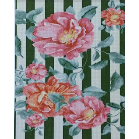 Алмазна мозаїка  Квіти. Квіти у полосах, 40х50см, полотно на підрамнику, Strateg (D0034-mt)