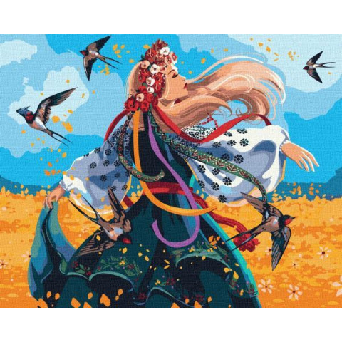 Картина по номерам Патриотическая. Украинка в танце, , 40х50см, в термопакете, Идейка (КНО2584-mt)