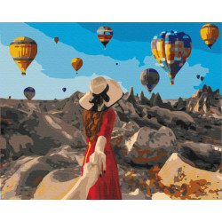 Картина за номерами Пейзаж. Мандрівниця в Каппадокії, , 40х50см, в термопакеті, Brushme (BS37986-mt)