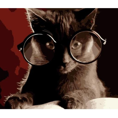 Картина за номерами Тварини. Кіт-науковець, , 40х50см, в термопакеті, Strateg (DY178-mt)