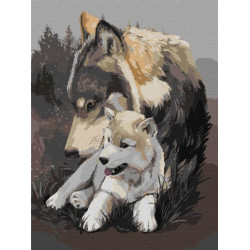 Картина по номерам Животные. Волчья нежность, , 30х40см, в термопакете, Идейка (КНО4385-mt)