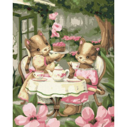 Картина по номерам Животные. Чаепитие подружек, , 40х50см, в термопакете, Идейка (КНО2415-mt)
