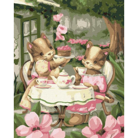 Картина за номерами Тварини. Чаювання подружок, , 40х50см, в термопакеті, Идейка (КНО2415-mt)