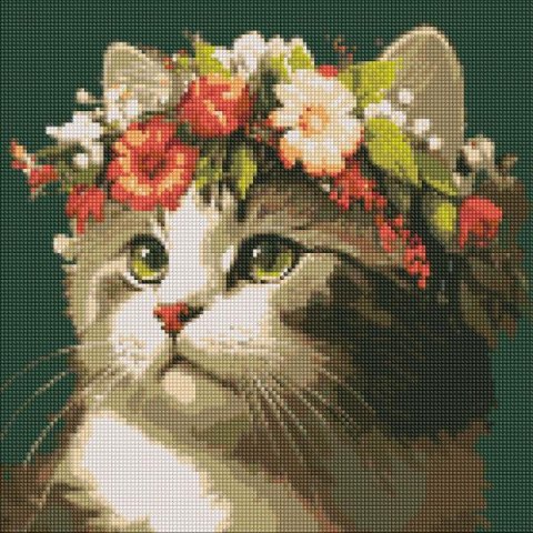 Алмазна мозаїка  Тварини. Весняний вінок, , 40х40см, полотно на підрамнику, Идейка (AMO7665-mt)