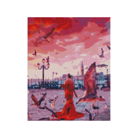 Алмазна мозаїка  Люди. Дівчина серед чайок, , 30х40см, полотно на підрамнику, Strateg (KB087-mt)