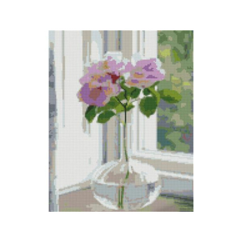 Алмазна мозаїка  Квіти. Квітка на підвіконні, , 30х40см, полотно на підрамнику, Strateg (KB103-mt)