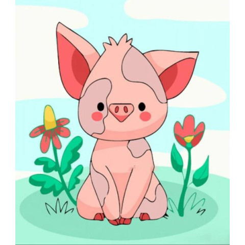 Картина за номерами Тварини. Поросятко, з лаком та рівнем, 30х30см, в термопакеті, Strateg (ES110-mt)