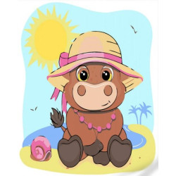 Картина по номерам Животные. Бычок в шляпке, с лаком и уровнем, 30х30см, в термопакете, Strateg (ES156-mt)