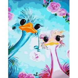 Картина по номерам Птицы. Пара страусов, с лаком, 30х40см, в термопакете, Strateg (SS6676-mt)