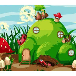 Картина по номерам Пейзаж. Земляная избушка, с лаком, 30х40см, в термопакете, Strateg (SS6719-mt)