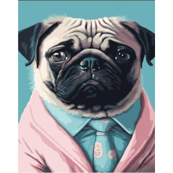 Картина по номерам Животные. Мистер Мопс, с лаком, 30х40см, в термопакете, Strateg (SS6738-mt)