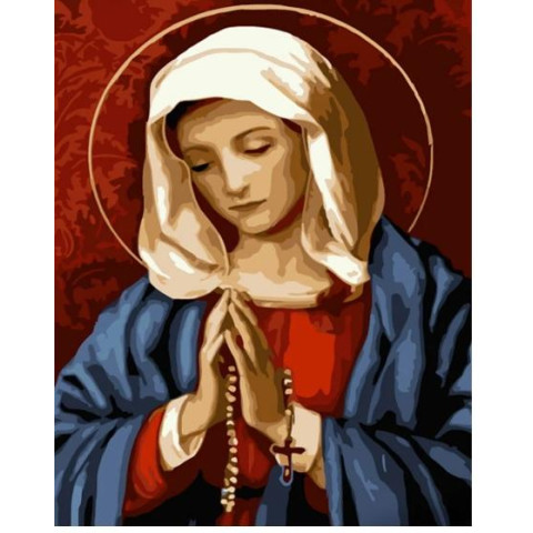 Картина за номерами Релігія. Діва Марія, з лаком, 30х40см, в термопакеті, Strateg (SS6746-mt)