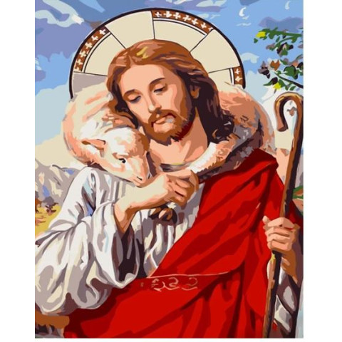 Картина за номерами Релігія. Христос, з лаком, 30х40см, в термопакеті, Strateg (SS6749-mt)