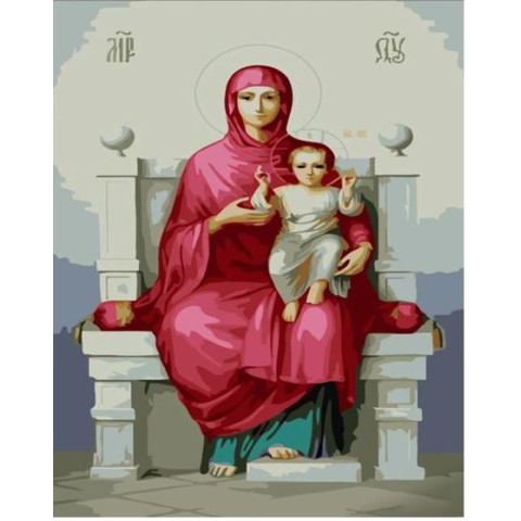 Картина за номерами Релігія. Всецариця, з лаком, 30х40см, в термопакеті, Strateg (SS6767-mt)