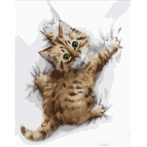 Картина за номерами Тварини. Пухнастик, з лаком, 30х40см, в термопакеті, Strateg (SS6775-mt)