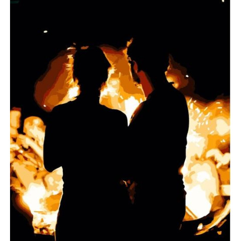 Картина по номерам Люди. Ситуеты в огне, 40х40см, в термопакете, Strateg (SK027-mt)