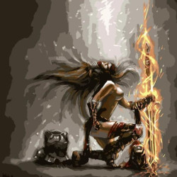 Картина за номерами Люди. Войовнича жінка, 40х40см, в термопакеті, Strateg (SK031-mt)