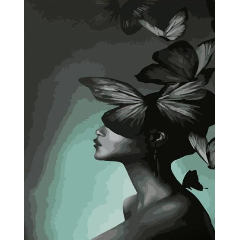 Картина за номерами Люди, Квіти. Думки-метелики, з лаком, 30х40см, в термопакеті, Strateg (SS6758-mt)
