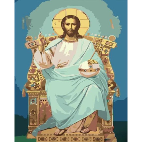 Картина за номерами Релігія. Спас Всемилостевий, з лаком, 30х40см, в термопакеті, Strateg (SS6762-mt)