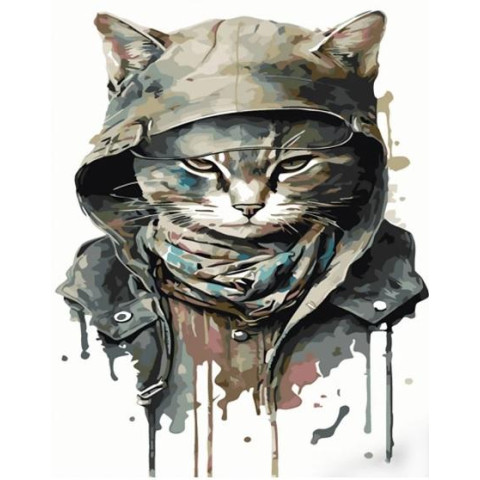 Картина за номерами Тварини. Крутий кіт, з лаком, 30х40см, в термопакеті, Strateg (SS6768-mt)