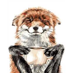 Картина по номерам Животные. Лисичка и чашечка, с лаком, 30х40см, в термопакете, Strateg (SS6795-mt)