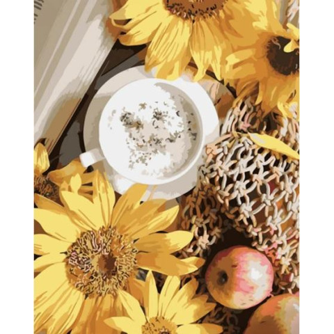 Картина за номерами Квіти. Напій біля соняшників, , 40х50см, в термопакеті, Strateg (GS1360-mt)