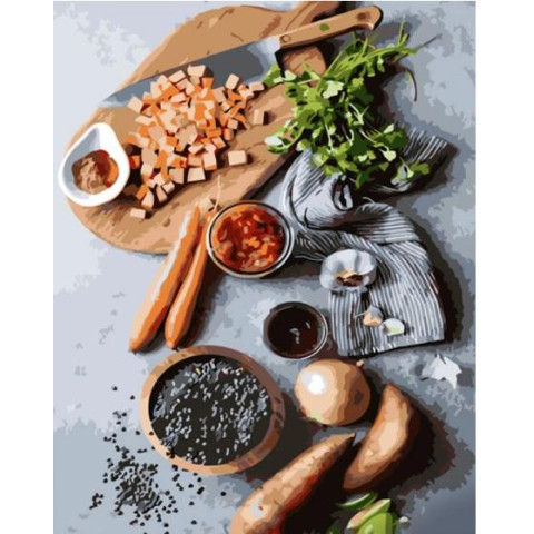 Картина за номерами Натюрморти. Процес приготування, , 40х50см, в термопакеті, Strateg (GS1385-mt)