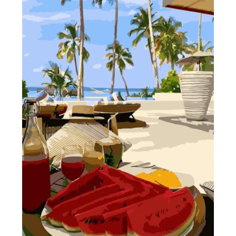 Картина за номерами Морська. Кавун на морі, , 40х50см, в термопакеті, Strateg (HH013-mt)