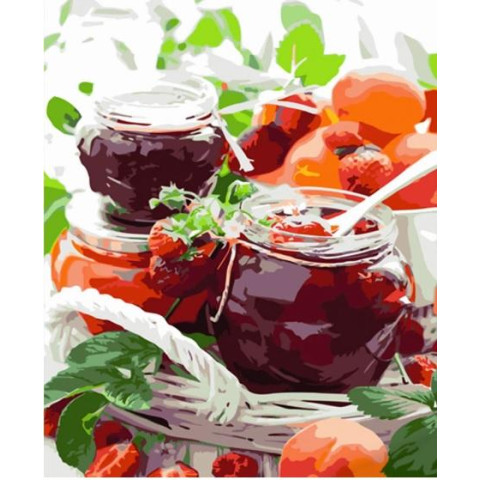 Картина за номерами Натюрморти. Полуничне вареня, , 40х50см, в термопакеті, Strateg (HH077-mt)
