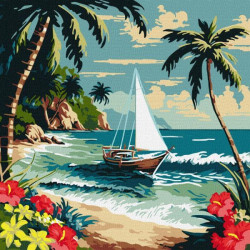 Картина по номерам морская. Солнечный берег, 40х40см, термопакет, Идейка (КНО2781-mt)