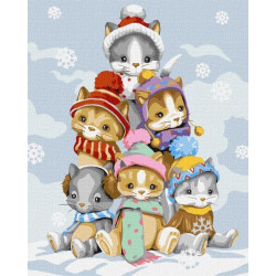 Картина по номерам Животные. Пушистики зимой, 40х50см, термопакет, Идейка (КНО6531-mt)
