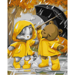 Картина по номерам Животные. Прогулка под дождем, 40х50см, термопакет, Идейка (КНО8322-mt)