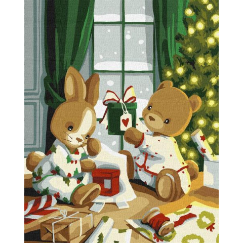 Картина по номерам Зимние и новогодние сюжеты. Подарки для близких, 40х50см, термопакет, Идейка (КНО6555-mt)