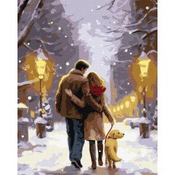 Картина по номерам Зимние и новогодние сюжеты. Семейная прогулка, 40х50см, термопакет, Идейка (КНО8348-mt)